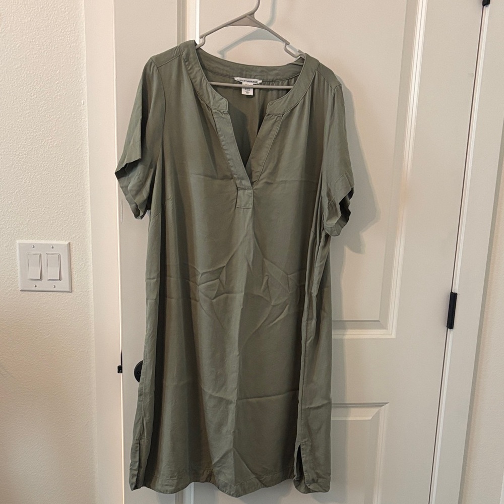 Lucky Brand Olive Green Short Sleeve Dress 2X